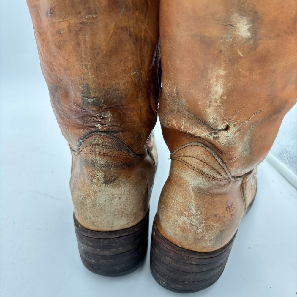 Vintage Frye Campus 14L Boots Women's 8B Square Toe Western Boho Paint Splatter - Picture 13 of 15